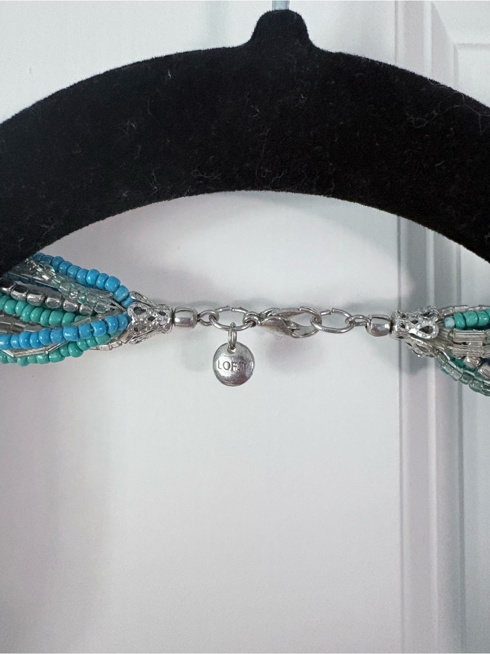LOFT Teal and Silver Multi-Strand Beaded Necklace - Picture 5 of 6